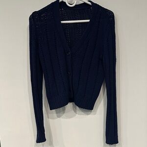 MiuMiu open weave cashmere cardigan in dark navy